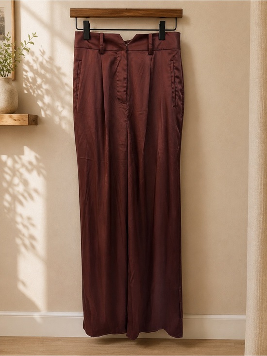 L'Academie Pants - L'Academie‎ Satin Wide-Leg Pants